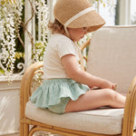 Girl Light Green Ruffled Bambula Bloomer — view 2 — handcrafted in Spain — AGÜ Baby