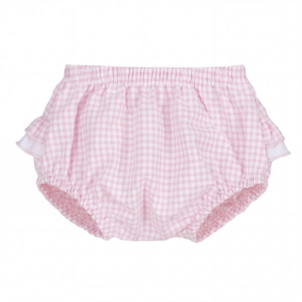 Girl Light Pink Vichy Ruffle Bloomer — AGÜ Baby Spanish baby clothes
