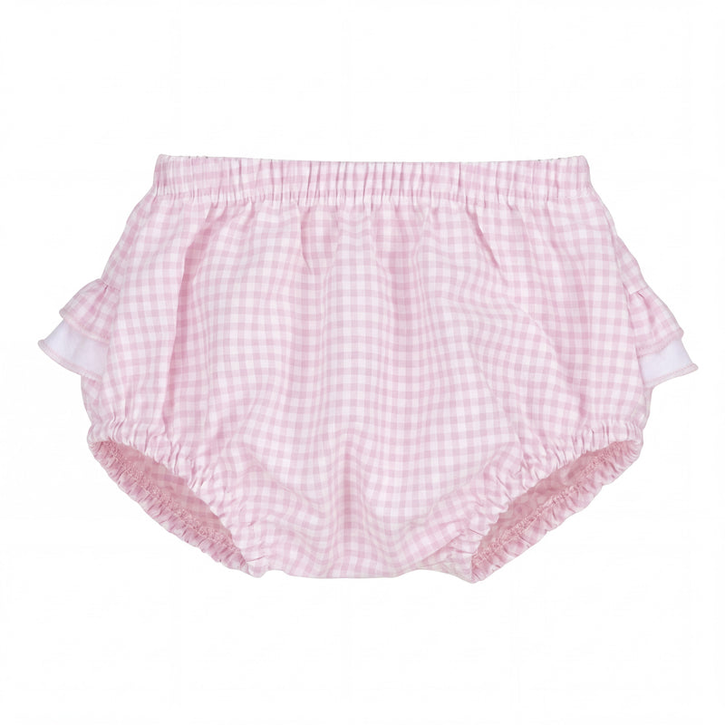 Girl Light Pink Vichy Ruffle Bloomer — AGÜ Baby Spanish baby clothes