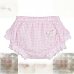 Girl Light Pink Vichy Ruffle Bloomer — view 2 — handcrafted in Spain — AGÜ Baby