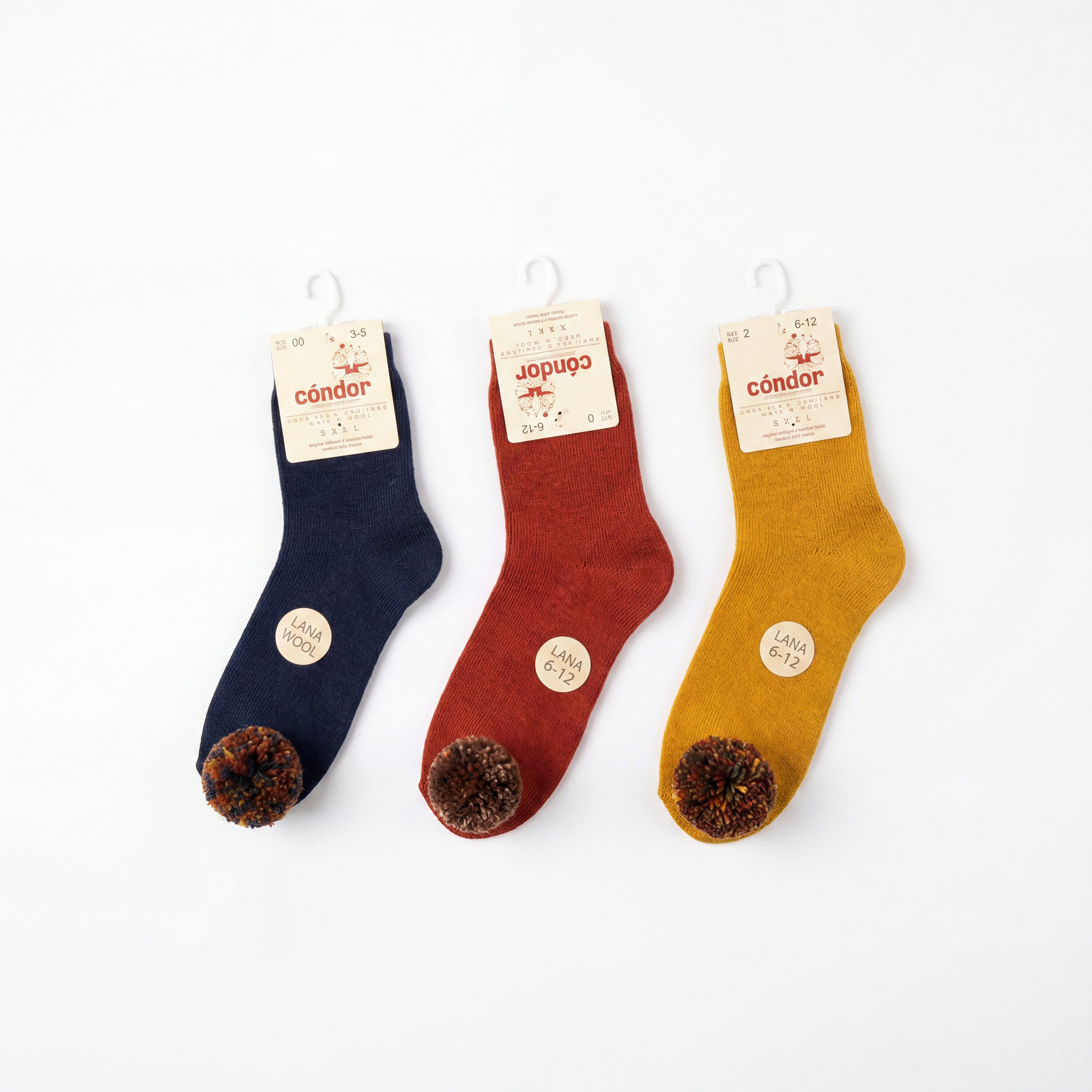 Girl Navy Blue High Socks with Borlones — view 3 — handcrafted in Spain — AGÜ Baby