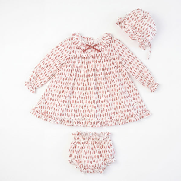 Girl Pink Feathers Print Set 3 Pieces — AGU Baby Spanish baby clothes