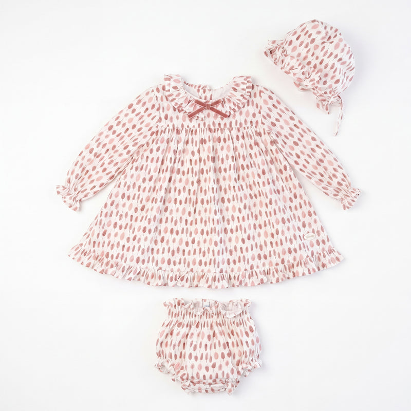Girl Pink Feathers Print Set 3 Pieces — Sets — AGU Baby Spanish baby clothes