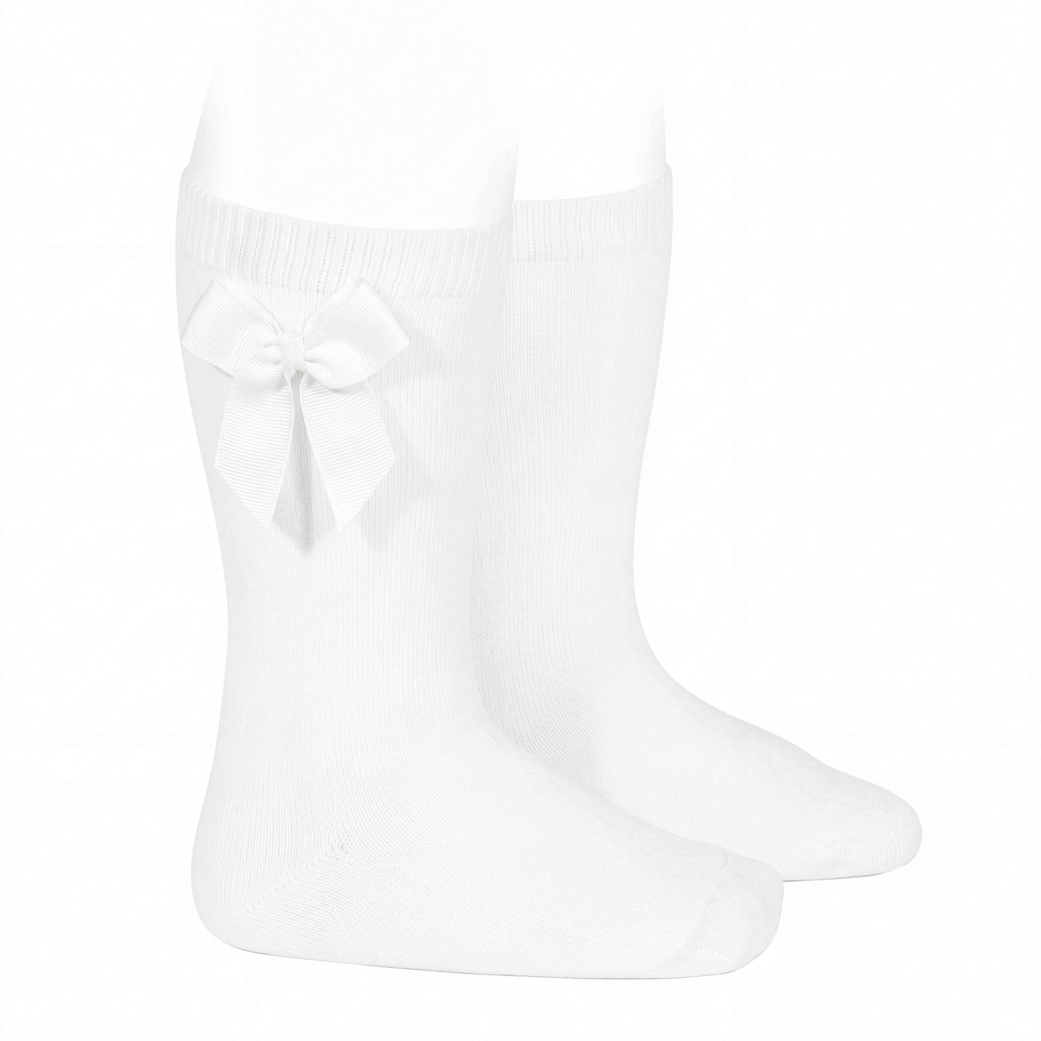 Girl White High Socks with Side Bow — AGÜ Baby Spanish baby clothes