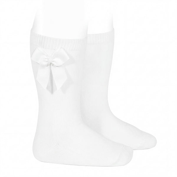 Girl White High Socks with Side Bow — AGÜ Baby Spanish baby clothes