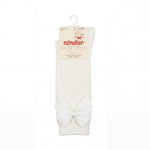 Girl White High Socks with Side Bow — view 3 — handcrafted in Spain — AGÜ Baby