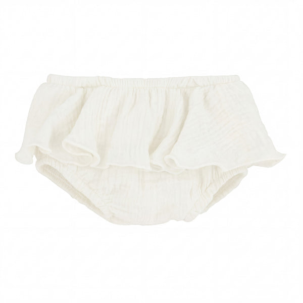 Girl White Ruffled Bambula Bloomer — AGÜ Baby Spanish baby clothes