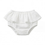 Girl White Ruffled Bambula Bloomer — view 3 — handcrafted in Spain — AGÜ Baby