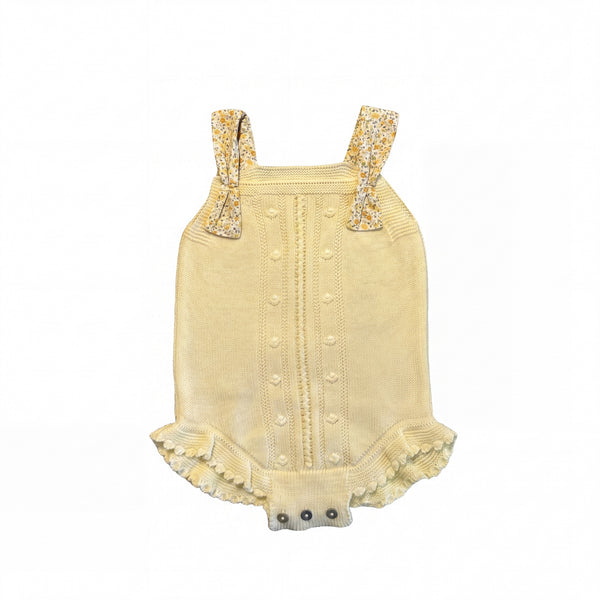 Girl Yellow Romper With Flower Straps — AGU Baby Spanish baby clothes