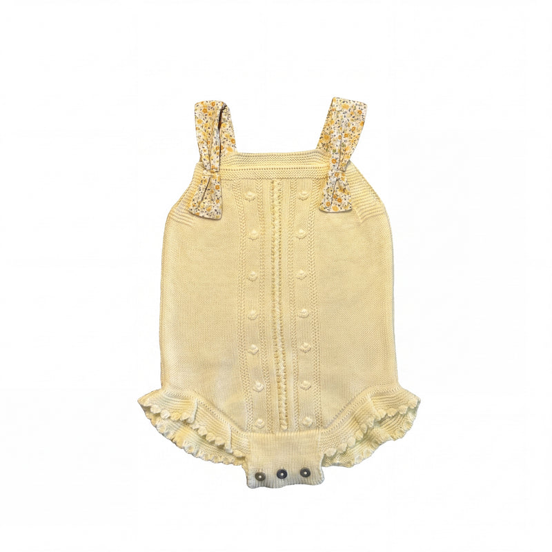 Girl Yellow Romper With Flower Straps — Girls Rompers — AGU Baby Spanish baby clothes