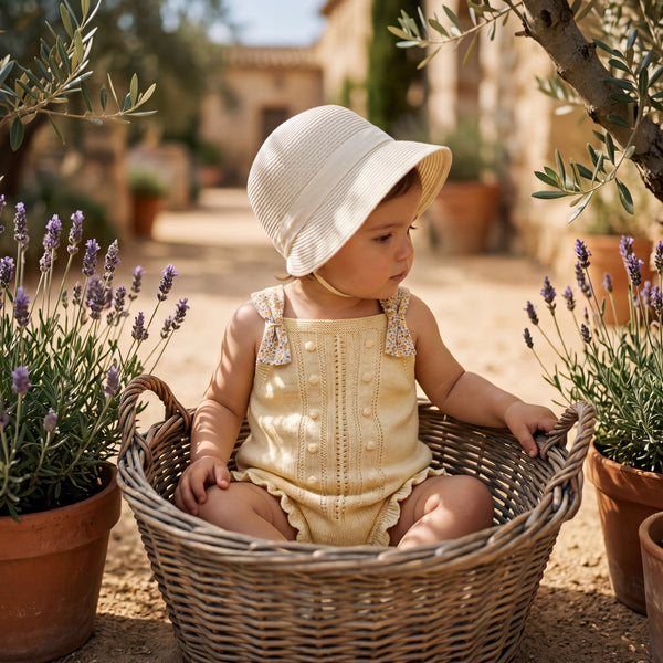 Girl Yellow Romper With Flower Straps — AGU Baby