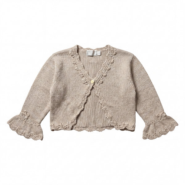 Girls Beige Cropped Cardigan — AGÜ Baby Spanish baby clothes