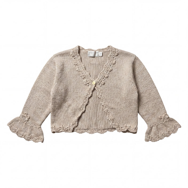 Girls Beige Cropped Cardigan — AGÜ Baby Spanish baby clothes