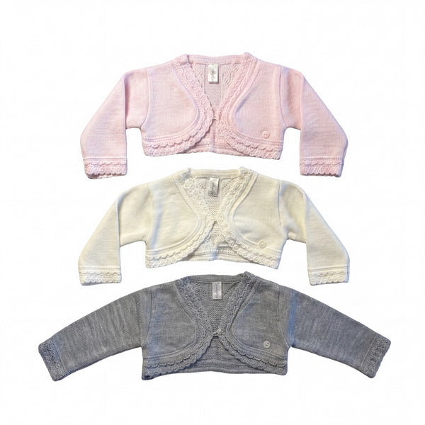 Girls Beige Cropped Cardigan — AGÜ Baby Spanish baby clothes