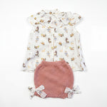 Girls Coral Printed Collar Blouse & Bloomers — AGÜ Baby Spanish baby clothes