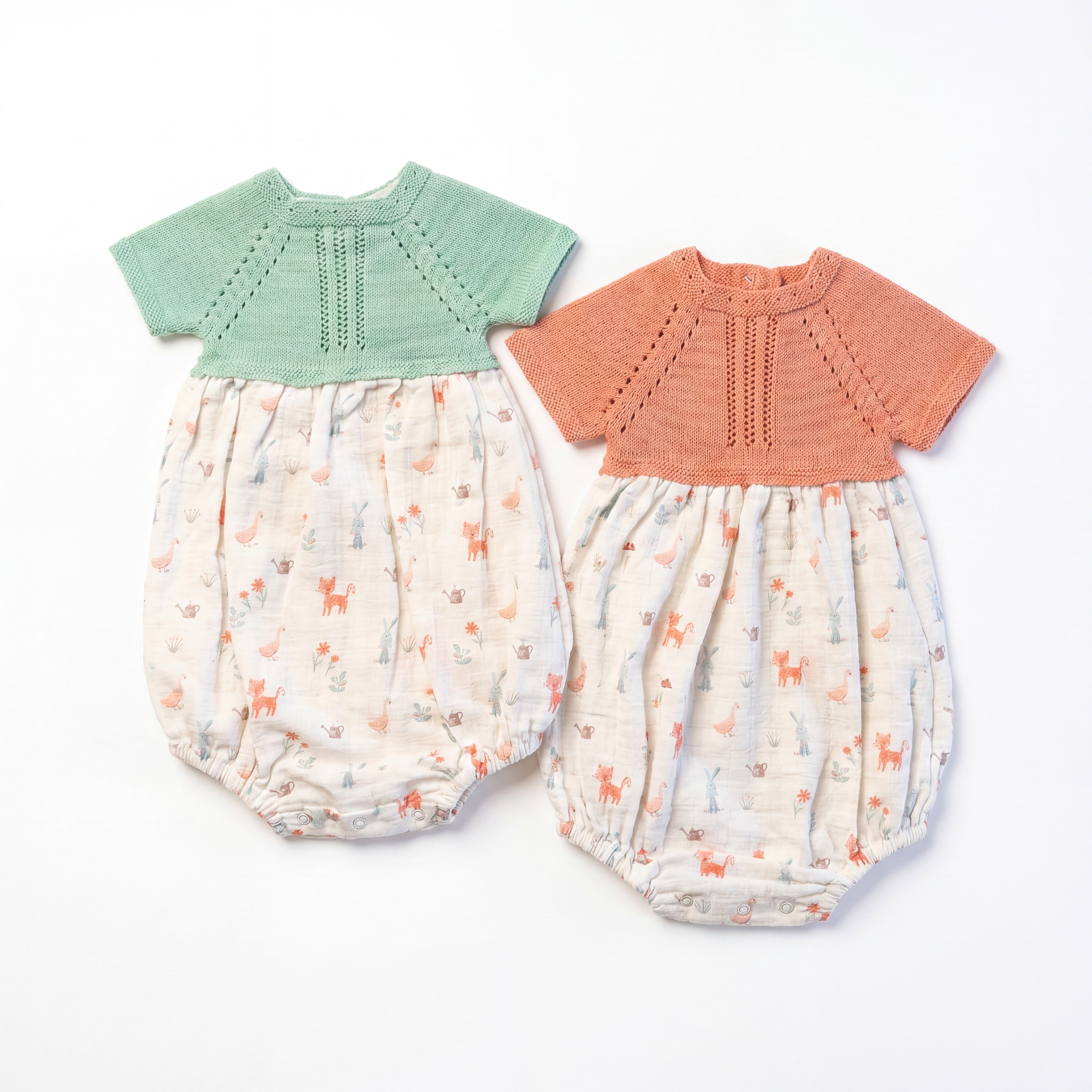 Girls Coral Printed Romper — AGÜ Baby Spanish baby clothes
