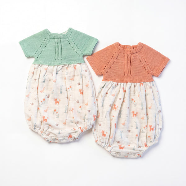 Girls Coral Printed Romper — AGÜ Baby Spanish baby clothes