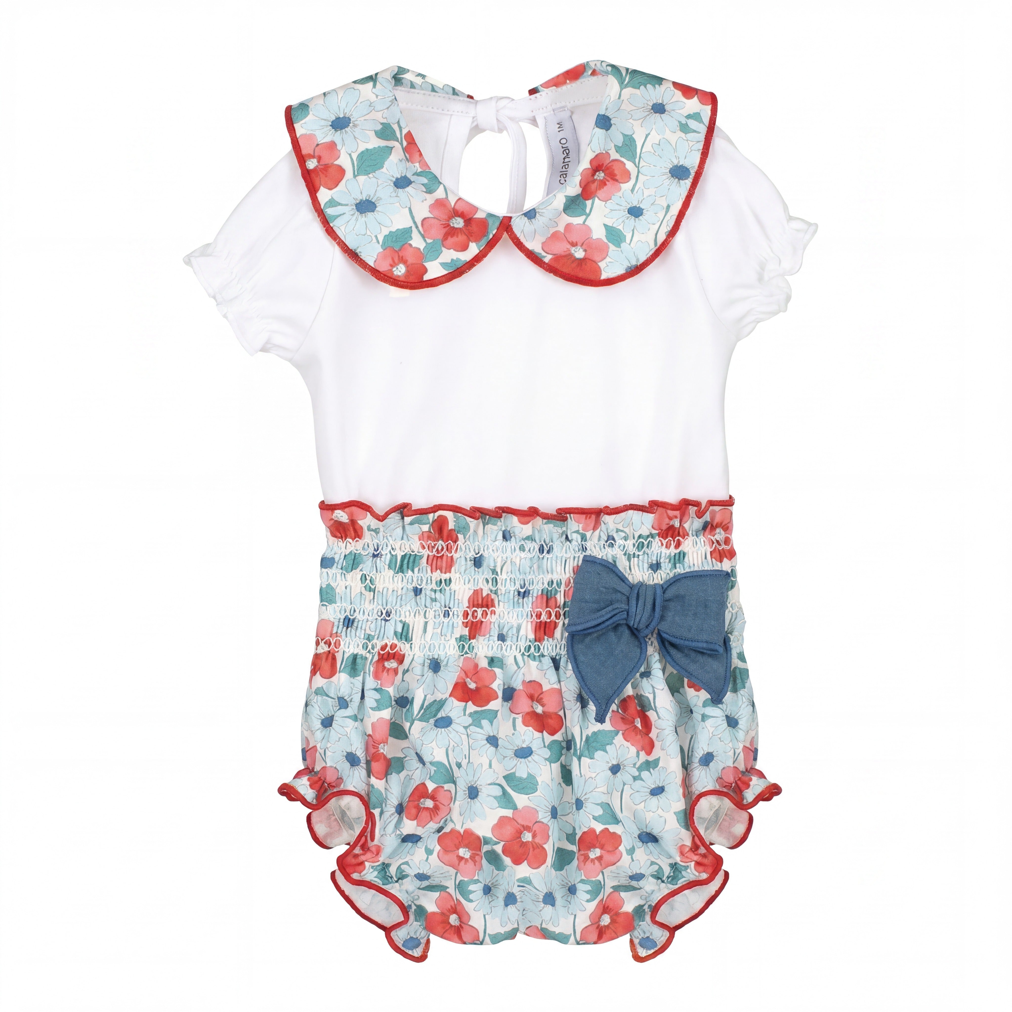 Girls "Fallon" Red & Blue Floral Blouse & Bloomers — AGÜ Baby Spanish baby clothes