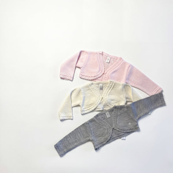 Girls Gray Cropped Cardigan — AGU Baby Spanish baby clothes
