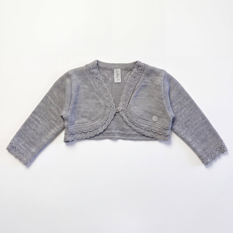 Girls Gray Cropped Cardigan — Girls Baby Clothing — AGU Baby Spanish baby clothes