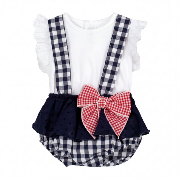 Girls Hettie Navy Gingham Blouse & Bloomers — AGÜ Baby Spanish baby clothes