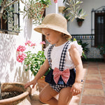 Girls Hettie Navy Gingham Blouse & Bloomers — view 2 — handcrafted in Spain — AGÜ Baby