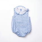 Girls Light Blue and Hearts Romper — AGÜ Baby Spanish baby clothes