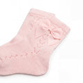 Girls Light Pink Perforated Socks with Bow — AGÜ Baby Spanish baby clothes — view 1
