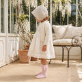 Girls Light Pink Perforated Socks with Bow — view 2 — handcrafted in Spain — AGÜ Baby — view 2