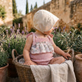 Girls Light Pink Printed Jumpsuit — view 2 — handcrafted in Spain — AGÜ Baby — view 2