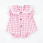 Girls "Meadow" Pink Gingham Blouse & Bloomers — AGÜ Baby Spanish baby clothes