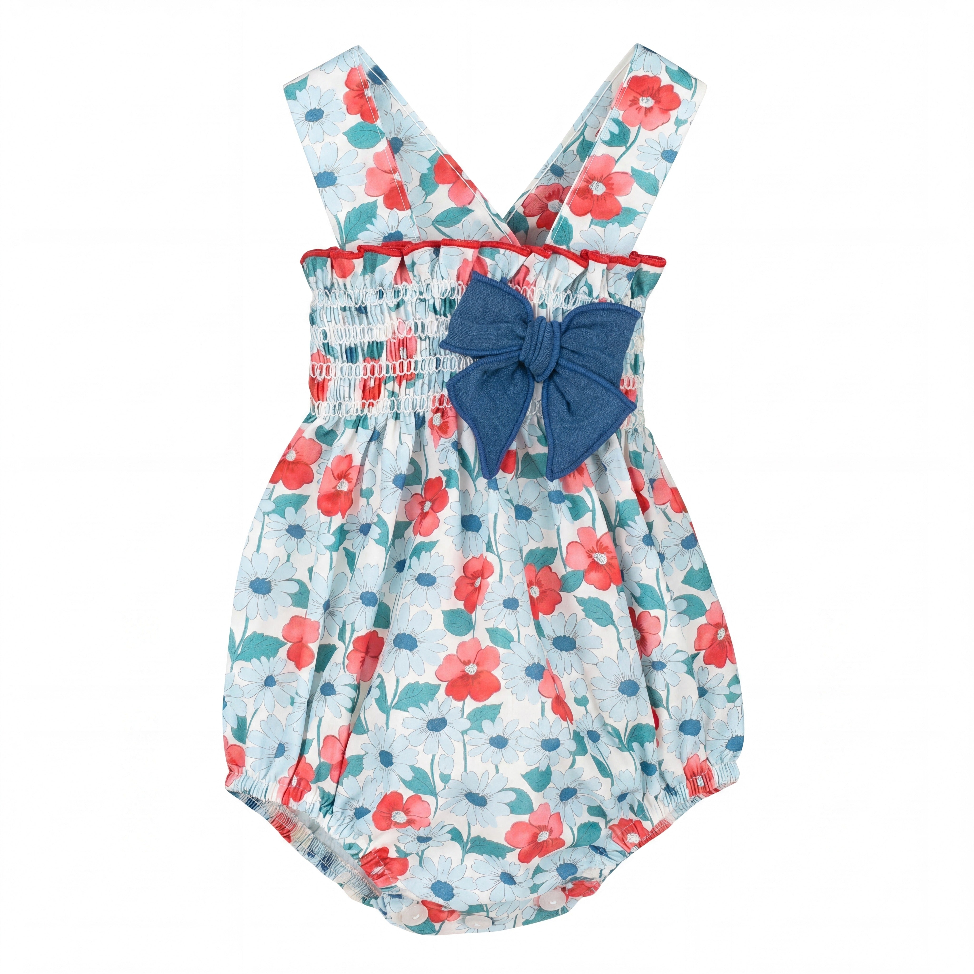 Girls "Olympia" Red & Blue Floral Shortie — AGÜ Baby Spanish baby clothes