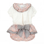 Girls "Peggy" Dusky Pink Floral Blouse & Bloomers — AGÜ Baby Spanish baby clothes