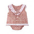 Girls Red Zig Zag Blouse & Bloomers — view 3 — handcrafted in Spain — AGÜ Baby — view 3