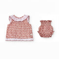 Girls Red Zig Zag Blouse & Bloomers — view 4 — handcrafted in Spain — AGÜ Baby — view 4