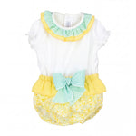 Girls "Reeva" Lemon Floral Blouse & Bloomers — AGÜ Baby Spanish baby clothes