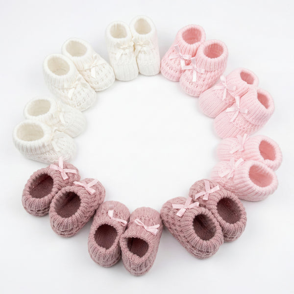 Girls Shoes Knitted with Ribbon Bow 2 - One Size — AGÜ Baby Spanish baby clothes