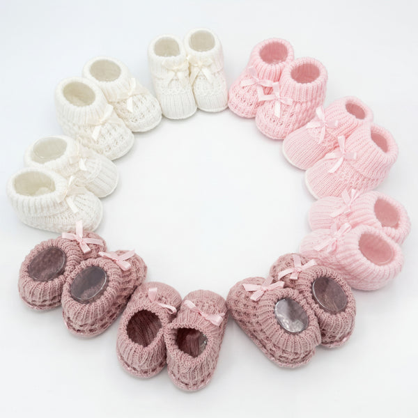Girls Shoes Knitted with Ribbon Bow One Size — AGÜ Baby Spanish baby clothes