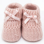 Girls Shoes Knitted with Ribbon Bow One Size — view 3 — handcrafted in Spain — AGÜ Baby