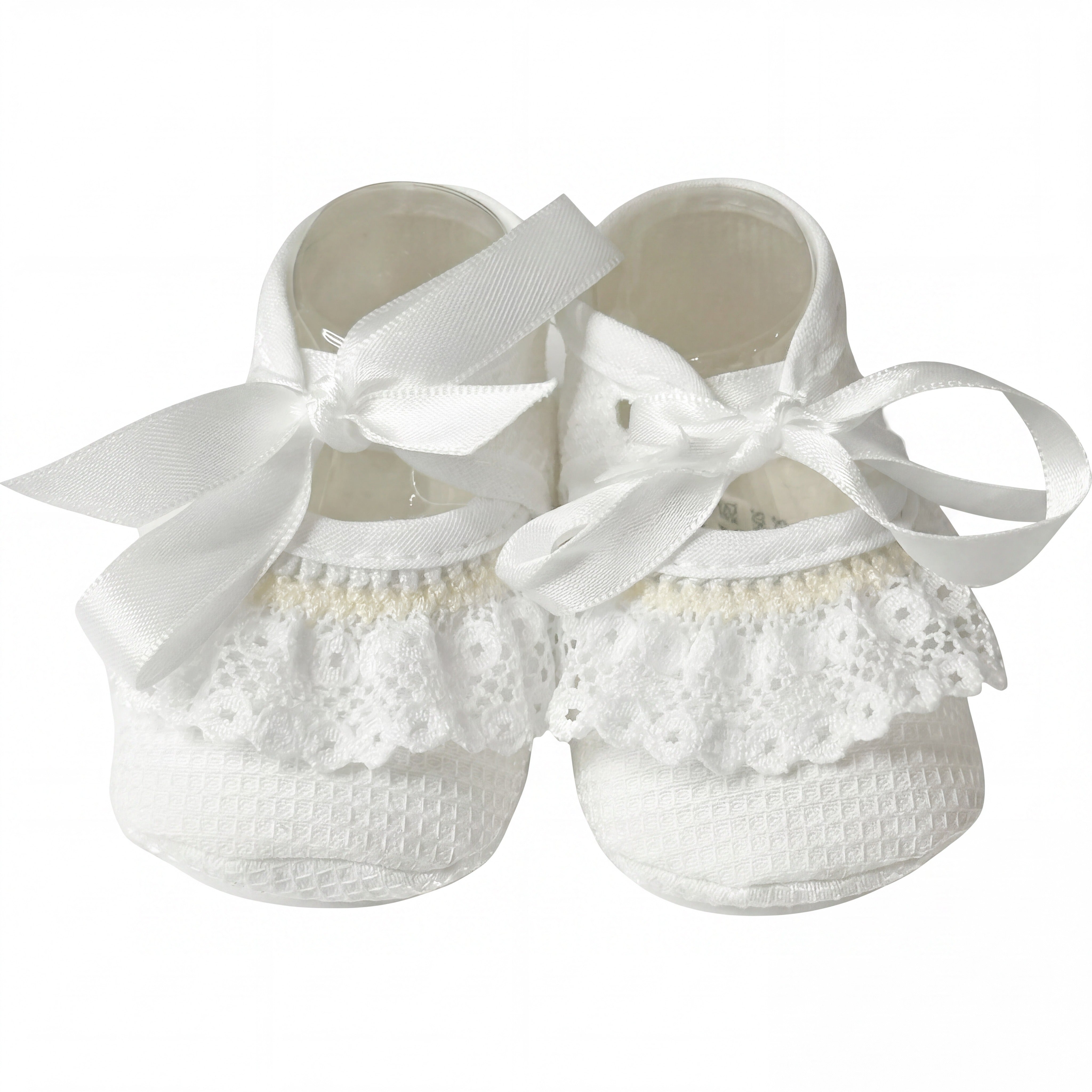 Girls Shoes Lace and Bow One Size — view 5 — handcrafted in Spain — AGÜ Baby