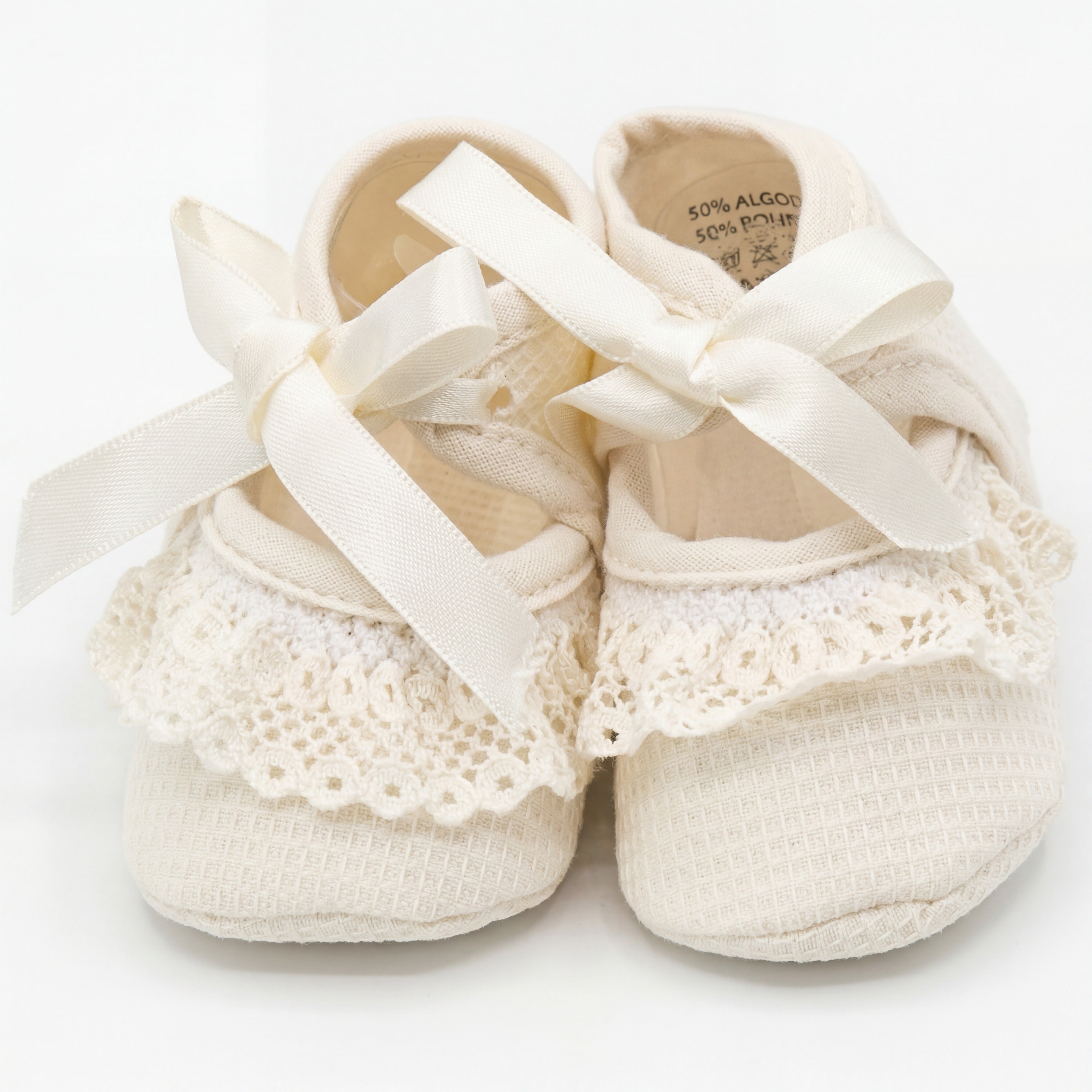 Girls Shoes Lace and Bow One Size — view 6 — handcrafted in Spain — AGÜ Baby