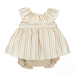 Girls "Tillie" Pastel Striped Dress & Bloomers — AGÜ Baby Spanish baby clothes