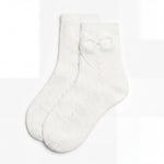 Girls Vanilla Perforated Socks with Bow — AGÜ Baby Spanish baby clothes