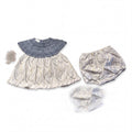 Girls White and Blue Leaves Blouse & Bloomers — view 1