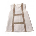 Girls White and Camel Pique Dress — view 1