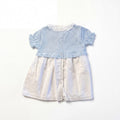Girls White and Light Blue Plumeti Dress with Collar — AGÜ Baby Spanish baby clothes — view 1
