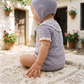 Gray Lace Romper — view 2 — handcrafted in Spain — AGÜ Baby — view 2