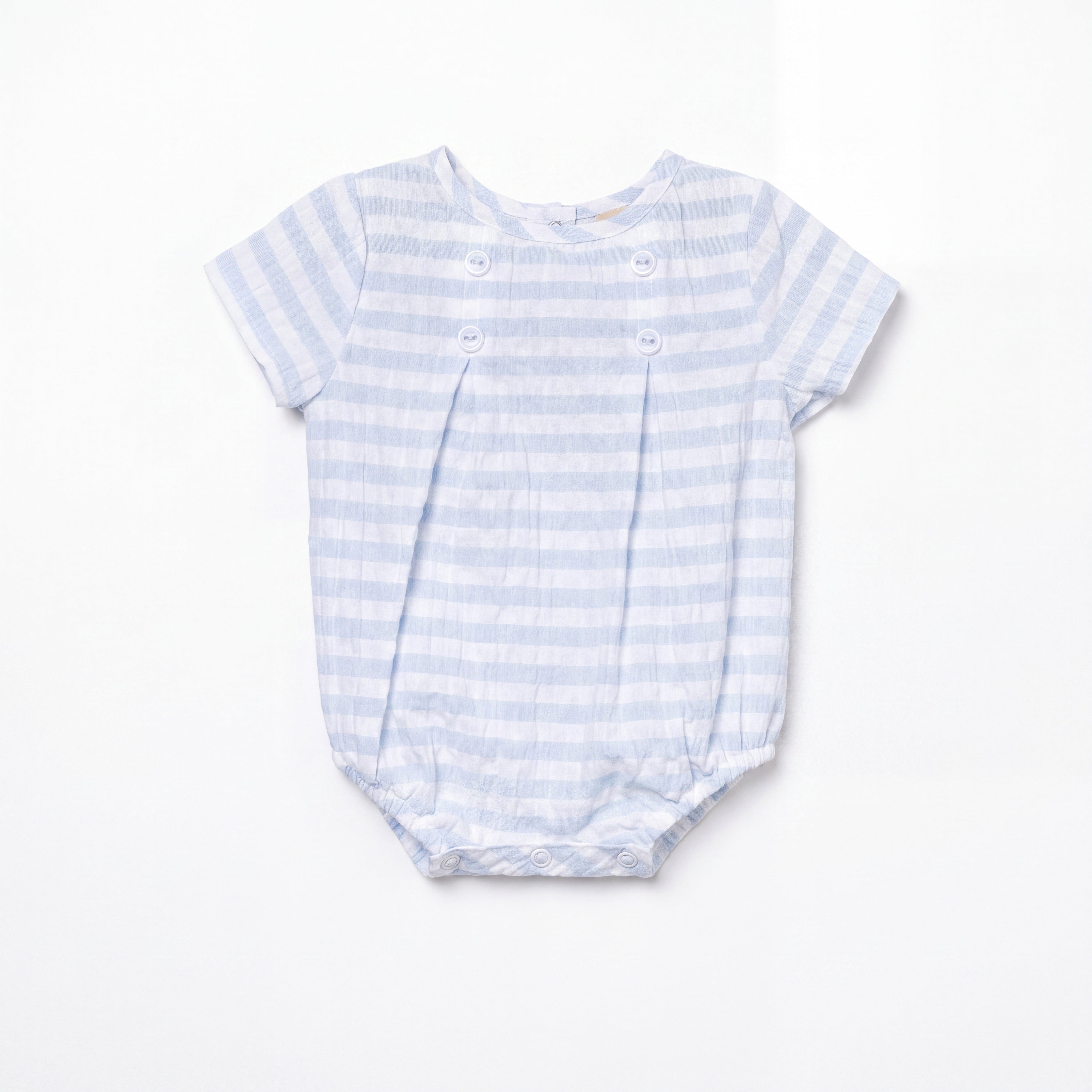 Light Blue and White Stripes Romper — AGÜ Baby Spanish baby clothes