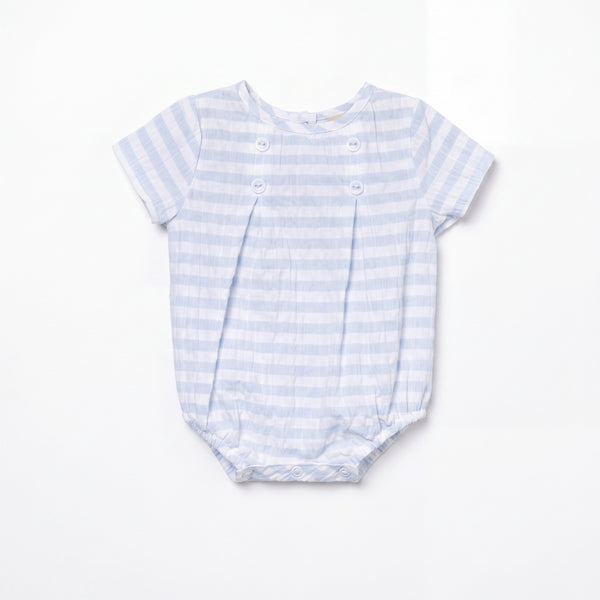 Light Blue and White Stripes Romper — AGÜ Baby Spanish baby clothes