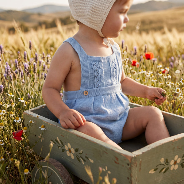 Light Blue Dot Romper — AGU Baby